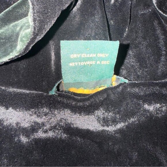 DANIER Black Velvet Scarf Dark Emerald Green Silk Shawl - Picture 9 of 9